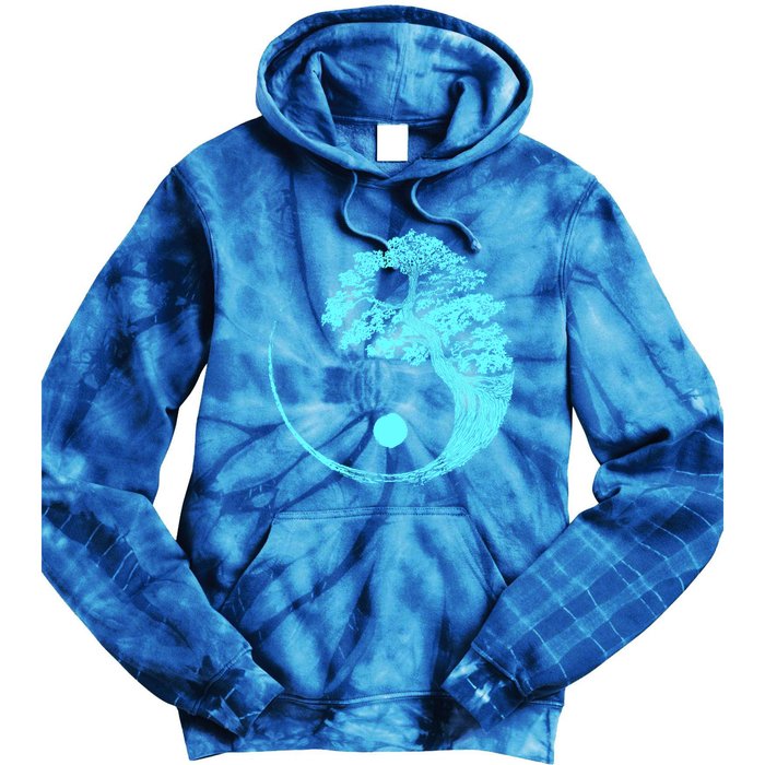 Yin Yang Turquoise Blue Bonsai Tree Japanese Buddhist Zen Gift Tie Dye Hoodie