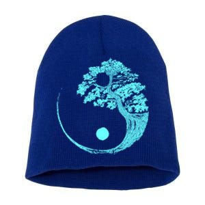 Yin Yang Turquoise Blue Bonsai Tree Japanese Buddhist Zen Gift Short Acrylic Beanie