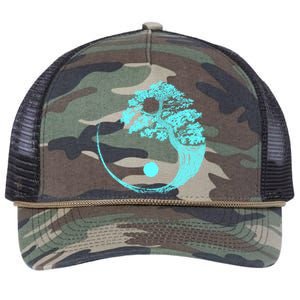 Yin Yang Turquoise Blue Bonsai Tree Japanese Buddhist Zen Gift Retro Rope Trucker Hat Cap