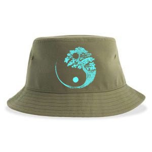 Yin Yang Turquoise Blue Bonsai Tree Japanese Buddhist Zen Gift Sustainable Bucket Hat