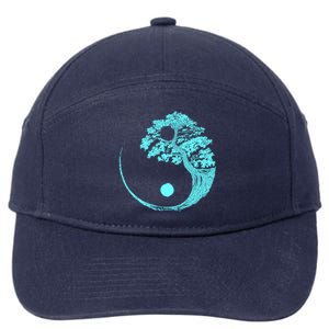 Yin Yang Turquoise Blue Bonsai Tree Japanese Buddhist Zen Gift 7-Panel Snapback Hat