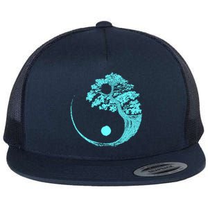 Yin Yang Turquoise Blue Bonsai Tree Japanese Buddhist Zen Gift Flat Bill Trucker Hat