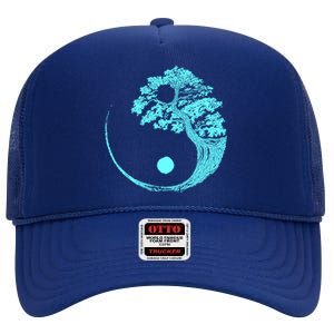 Yin Yang Turquoise Blue Bonsai Tree Japanese Buddhist Zen Gift High Crown Mesh Back Trucker Hat