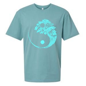 Yin Yang Turquoise Blue Bonsai Tree Japanese Buddhist Zen Gift Sueded Cloud Jersey T-Shirt