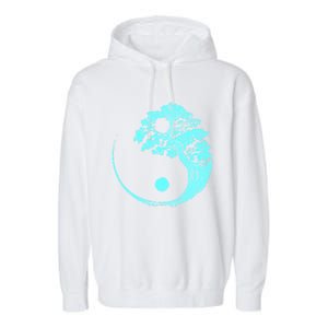 Yin Yang Turquoise Blue Bonsai Tree Japanese Buddhist Zen Gift Garment-Dyed Fleece Hoodie