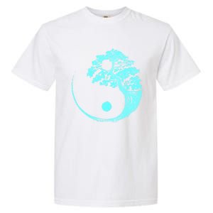 Yin Yang Turquoise Blue Bonsai Tree Japanese Buddhist Zen Gift Garment-Dyed Heavyweight T-Shirt