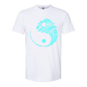 Yin Yang Turquoise Blue Bonsai Tree Japanese Buddhist Zen Gift Softstyle CVC T-Shirt