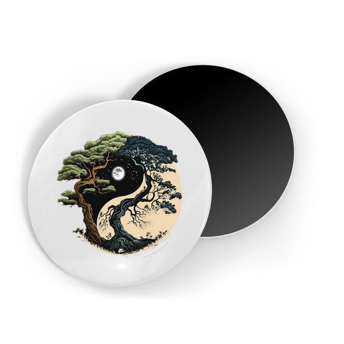 Yin Yang Tree Of Life On Buddhist Bonsai Tree Magnet