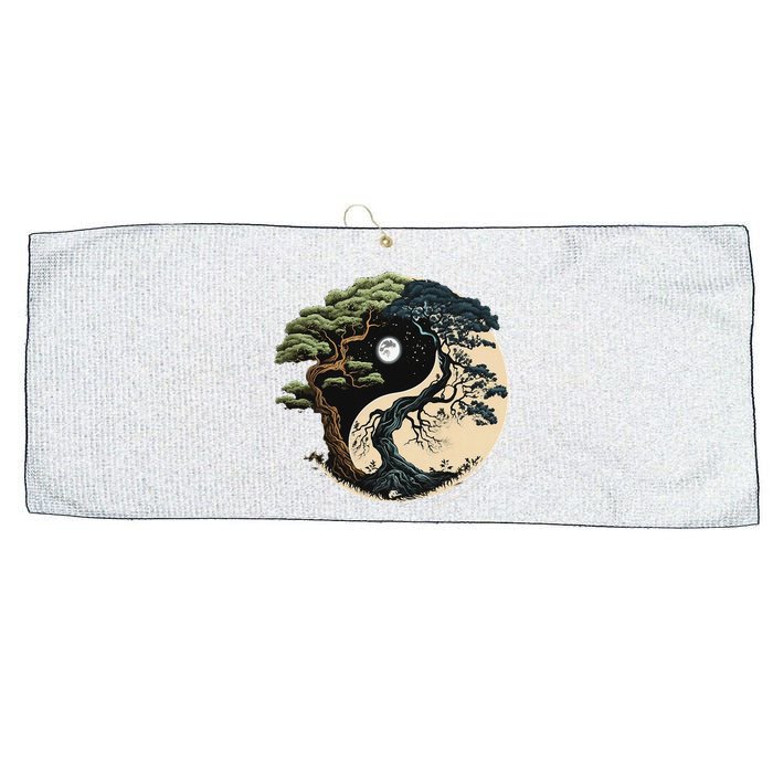 Yin Yang Tree Of Life On Buddhist Bonsai Tree Large Microfiber Waffle Golf Towel