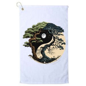 Yin Yang Tree Of Life On Buddhist Bonsai Tree Platinum Collection Golf Towel