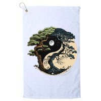 Yin Yang Tree Of Life On Buddhist Bonsai Tree Platinum Collection Golf Towel