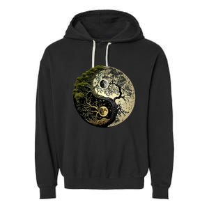 Yin Yang Tree Of Life Funny Garment-Dyed Fleece Hoodie