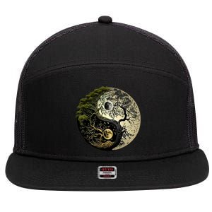 Yin Yang Tree Of Life Funny 7 Panel Mesh Trucker Snapback Hat