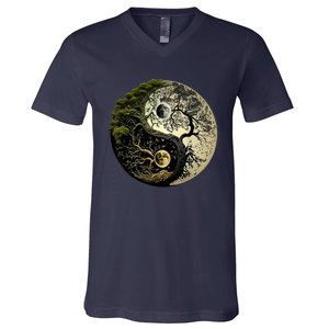 Yin Yang Tree Of Life Funny V-Neck T-Shirt