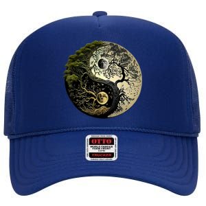 Yin Yang Tree Of Life Funny High Crown Mesh Back Trucker Hat