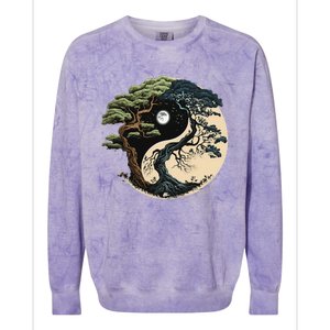 Yin Yang Tree Of Life On Buddhist Bonsai Tree Colorblast Crewneck Sweatshirt