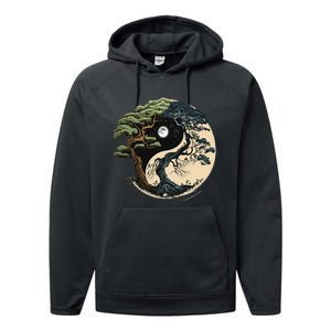 Yin Yang Tree Of Life On Buddhist Bonsai Tree Performance Fleece Hoodie