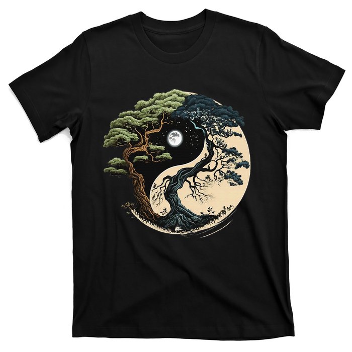 Yin Yang Tree Of Life On Buddhist Bonsai Tree T-Shirt