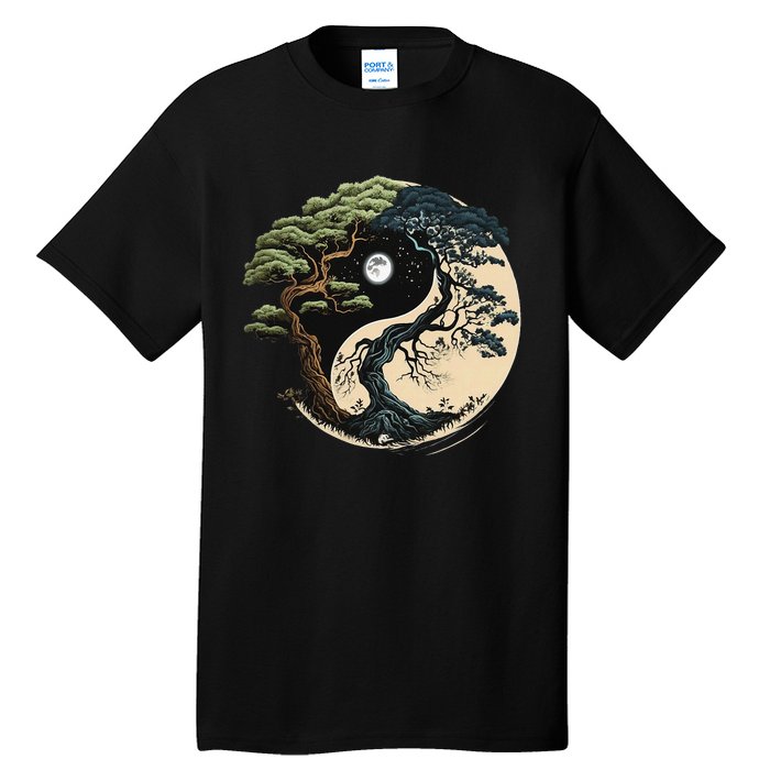 Yin Yang Tree Of Life On Buddhist Bonsai Tree Tall T-Shirt