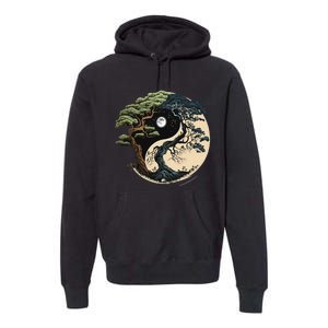 Yin Yang Tree Of Life On Buddhist Bonsai Tree Premium Hoodie