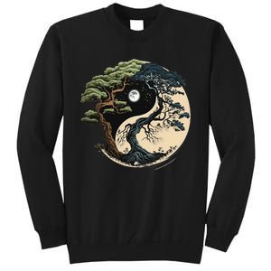 Yin Yang Tree Of Life On Buddhist Bonsai Tree Tall Sweatshirt