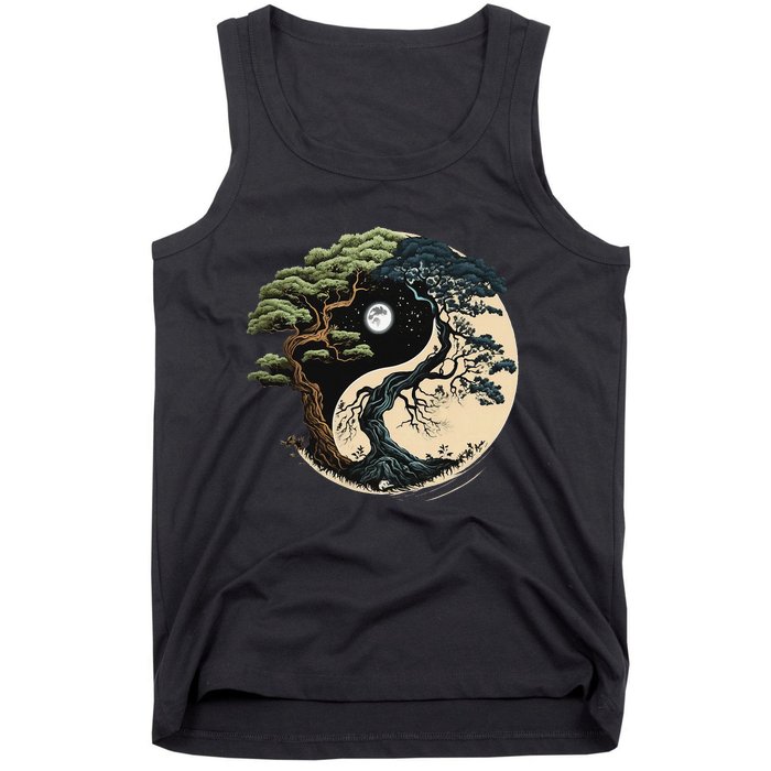 Yin Yang Tree Of Life On Buddhist Bonsai Tree Tank Top