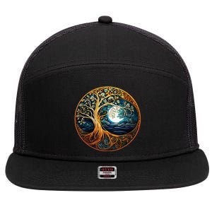 Yin Yang Tree Of Life 7 Panel Mesh Trucker Snapback Hat