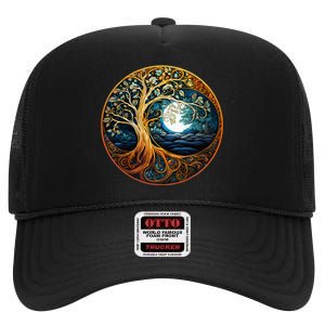 Yin Yang Tree Of Life High Crown Mesh Back Trucker Hat