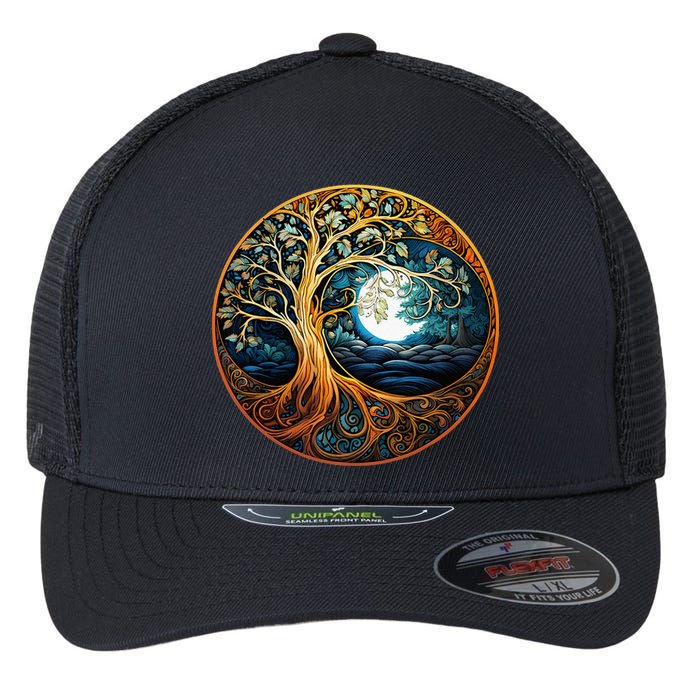 Yin Yang Tree Of Life Flexfit Unipanel Trucker Cap