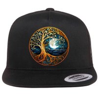 Yin Yang Tree Of Life Flat Bill Trucker Hat