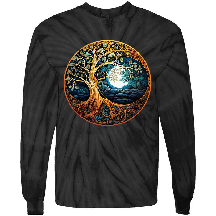 Yin Yang Tree Of Life Tie-Dye Long Sleeve Shirt