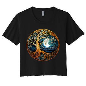 Yin Yang Tree Of Life Women's Crop Top Tee