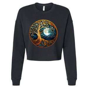 Yin Yang Tree Of Life Cropped Pullover Crew