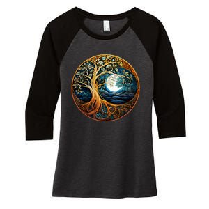 Yin Yang Tree Of Life Women's Tri-Blend 3/4-Sleeve Raglan Shirt