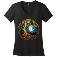 Yin Yang Tree Of Life Women's V-Neck T-Shirt