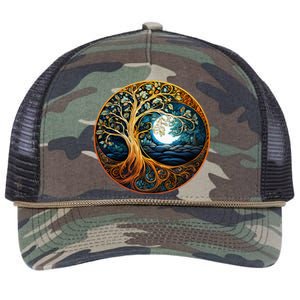 Yin Yang Tree Of Life Retro Rope Trucker Hat Cap