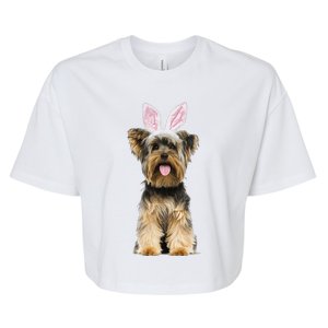 Yorkie Yorkshire Terrier Wearing Easter Bunny Ears Dog Bella+Canvas Jersey Crop Tee