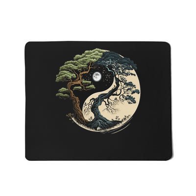 Yin Yang Tree Of Life On Buddhist Bonsai Tree Mousepad