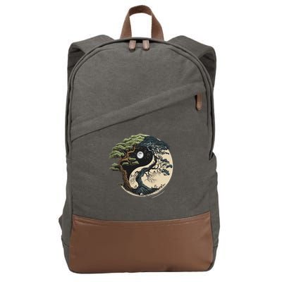 Yin Yang Tree Of Life On Buddhist Bonsai Tree Cotton Canvas Backpack