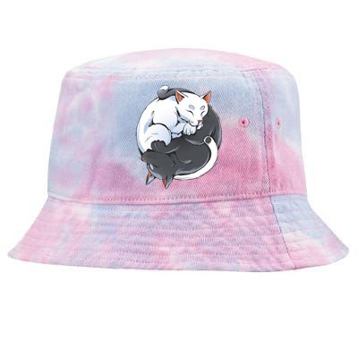 Yin Yang Yoga Zen Cute Cats For Cat Lover Meaningful Gift Tie-Dyed Bucket Hat