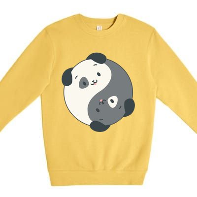 Yin Yang Yoga Zen Cute Dogs For Yoga Lover Gift Premium Crewneck Sweatshirt