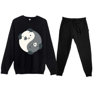 Yin Yang Yoga Zen Cute Dogs For Yoga Lover Gift Premium Crewneck Sweatsuit Set