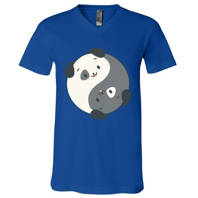 Yin Yang Yoga Zen Cute Dogs For Yoga Lover Gift V-Neck T-Shirt