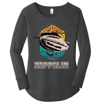 Zeppelin 70s & 80s Blimps Dirigible Airship Women's Perfect Tri Tunic Long Sleeve Shirt