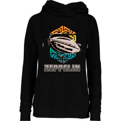 Zeppelin 70s & 80s Blimps Dirigible Airship Womens Funnel Neck Pullover Hood