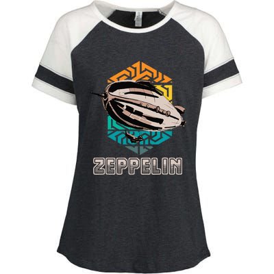 Zeppelin 70s & 80s Blimps Dirigible Airship Enza Ladies Jersey Colorblock Tee