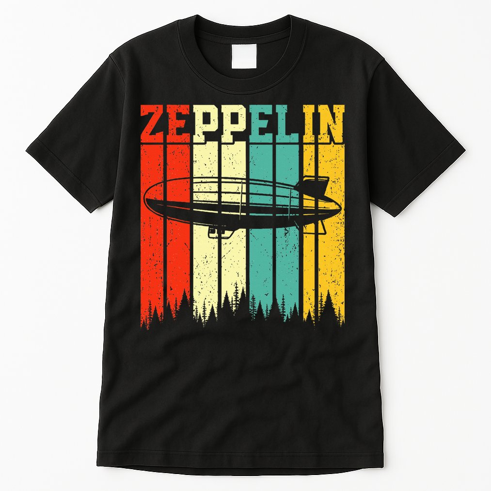 Zeppelin 70s 80s Dirigible Airship Zepelin Zepplin Tall T-Shirt