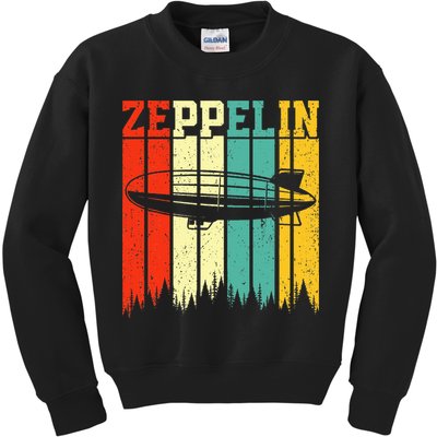 Zeppelin 70s 80s Dirigible Airship Zepelin Zepplin Kids Sweatshirt