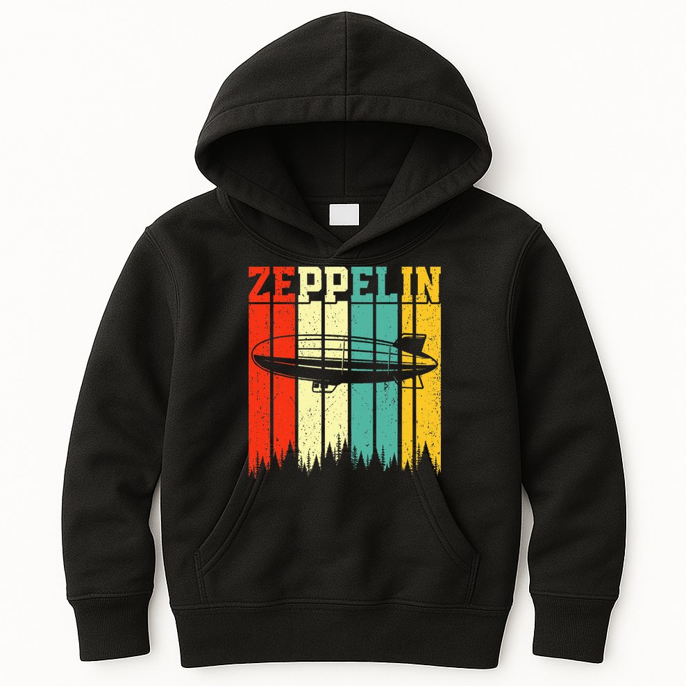 Zeppelin 70s 80s Dirigible Airship Zepelin Zepplin Kids Hoodie