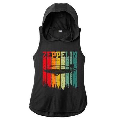 Zeppelin 70s 80s Dirigible Airship Zepelin Zepplin Ladies PosiCharge Tri-Blend Wicking Draft Hoodie Tank